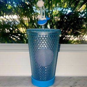 STARBUCKS JAPAN ICY BLUE GRANDE STUDDED TUMBLER  with CUSTOM BUMPER AND TOPPER